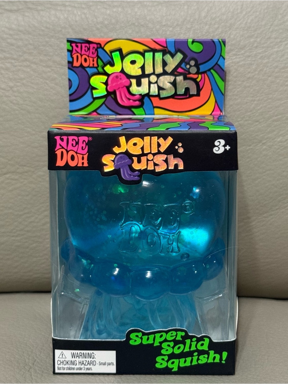 NEW Schylling NeeDoh Jelly Squish Jelly Fish Squishy BLUE Super Solid Squish